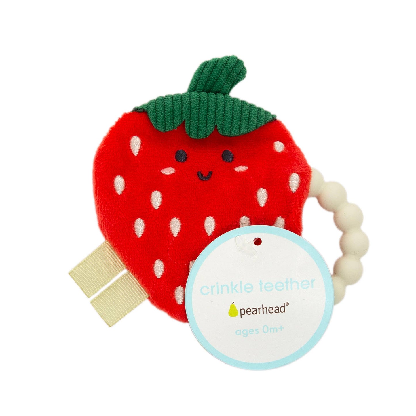 Pearhead - Strawberry Crinkle Baby Teether Toy