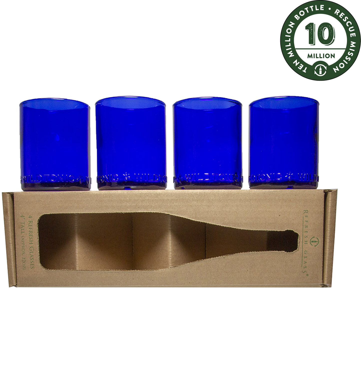 Refresh Glass - 12oz Set of 4 Cobalt Glasses
