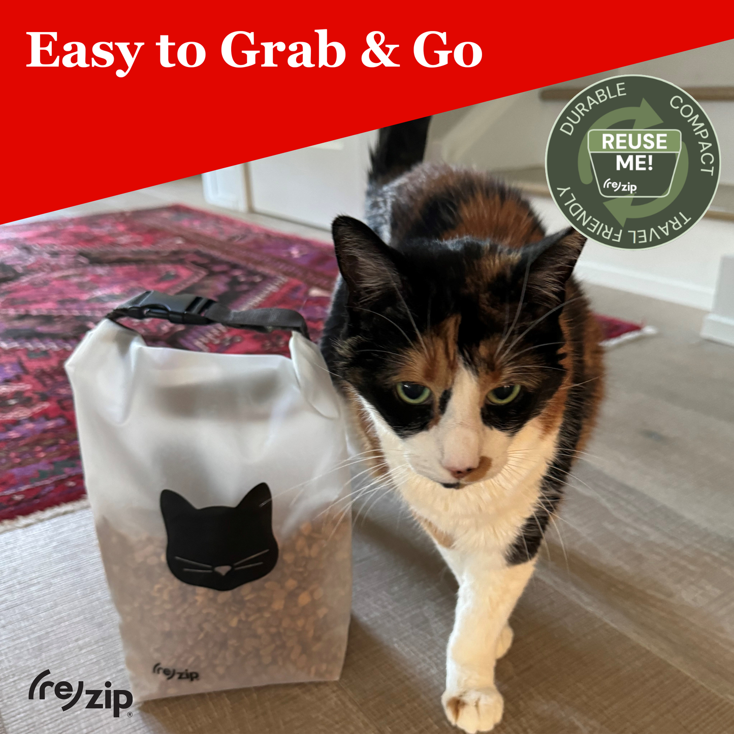 Reusable Roll Top Cat Food Storage Bag - Medium