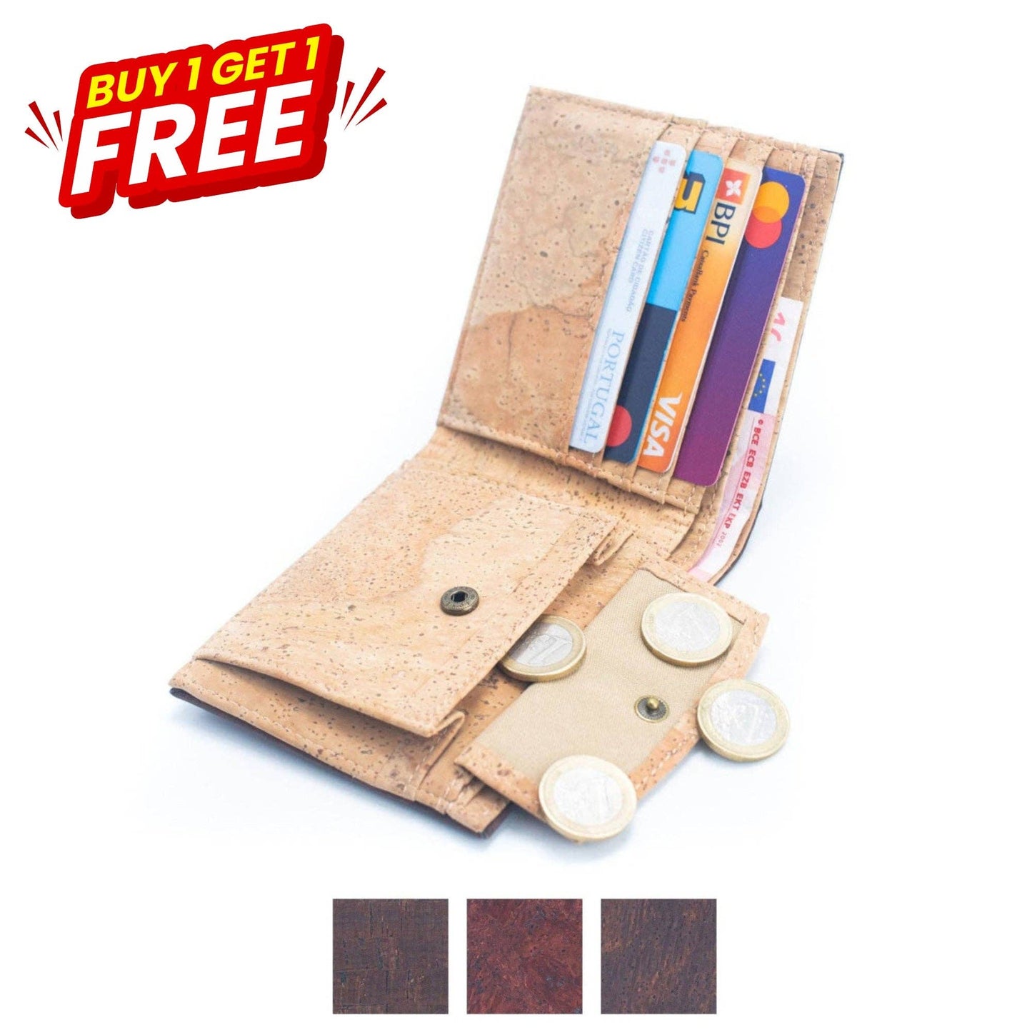 Meninas Bonitas Cork - Brown Cork Men's Wallet with Box Packaging BAG-2254
