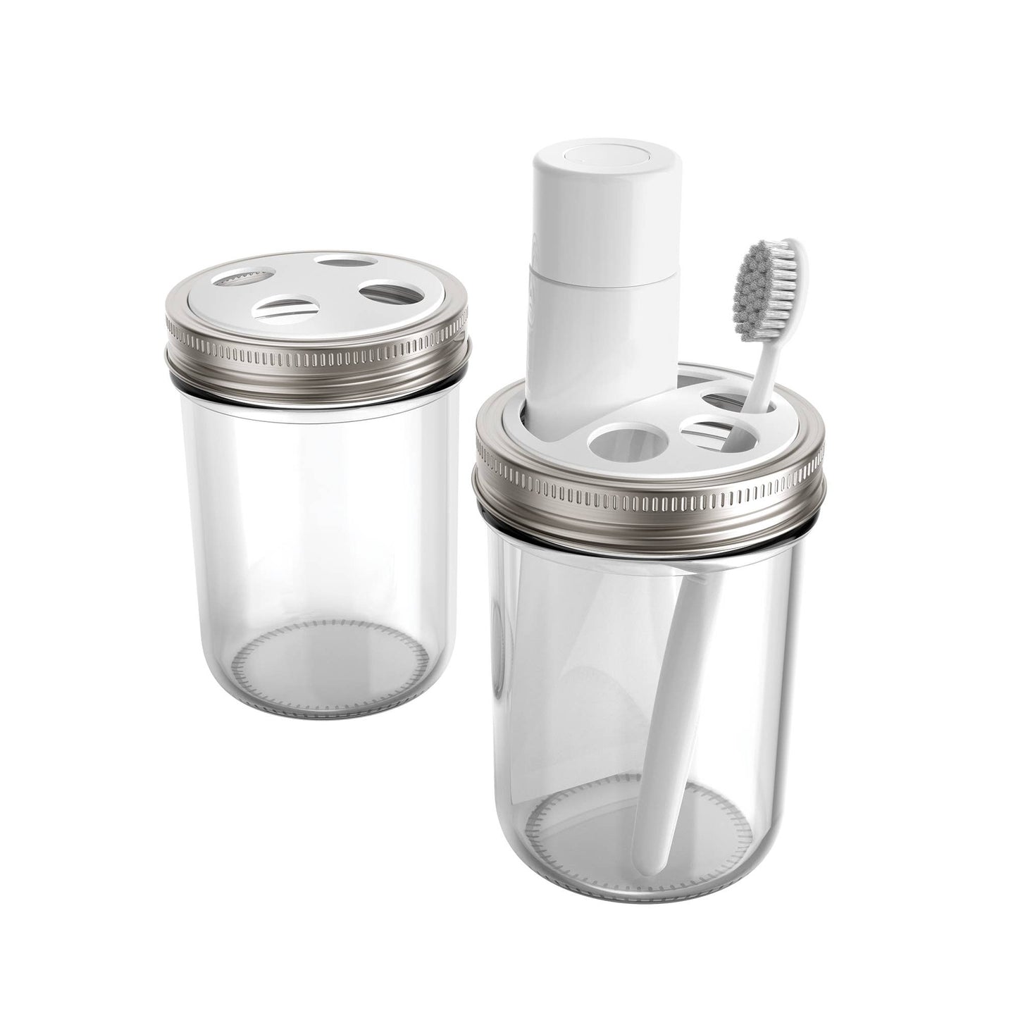 Fox Run Brands - Jarware Toothbrush and Toothpaste Holder Lids for Wide Mouth