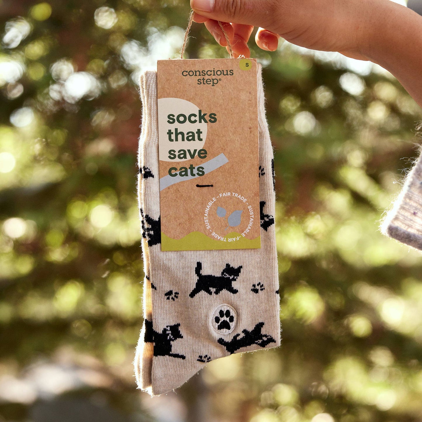Conscious Step - Socks that Save Cats | Beige Cats - Gifts for Cat People