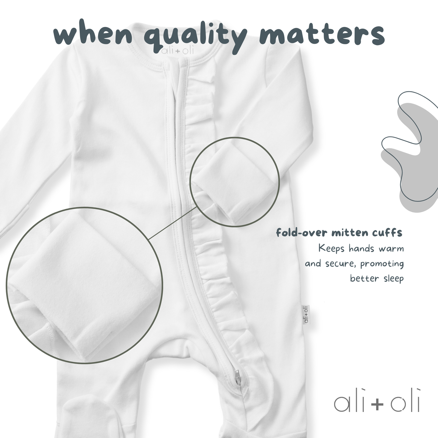 Ali+Oli - Baby Ruffle Footie 2-Way Zipper – Organic Cotton Lounge Wear
