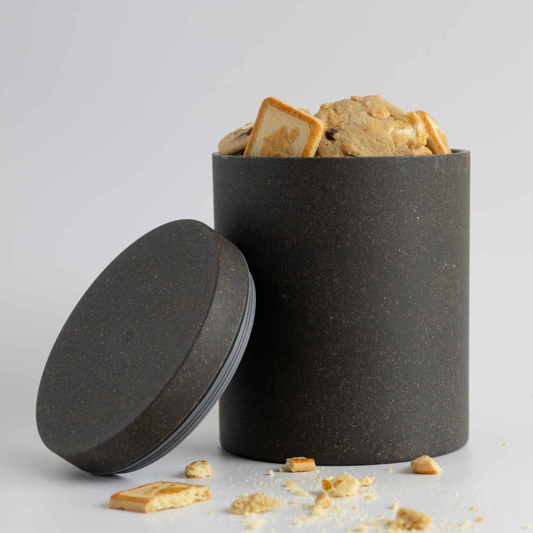 Loopy Products - Sustainable Large Bamboo Cookie Canister Carbon Color 77 Oz.