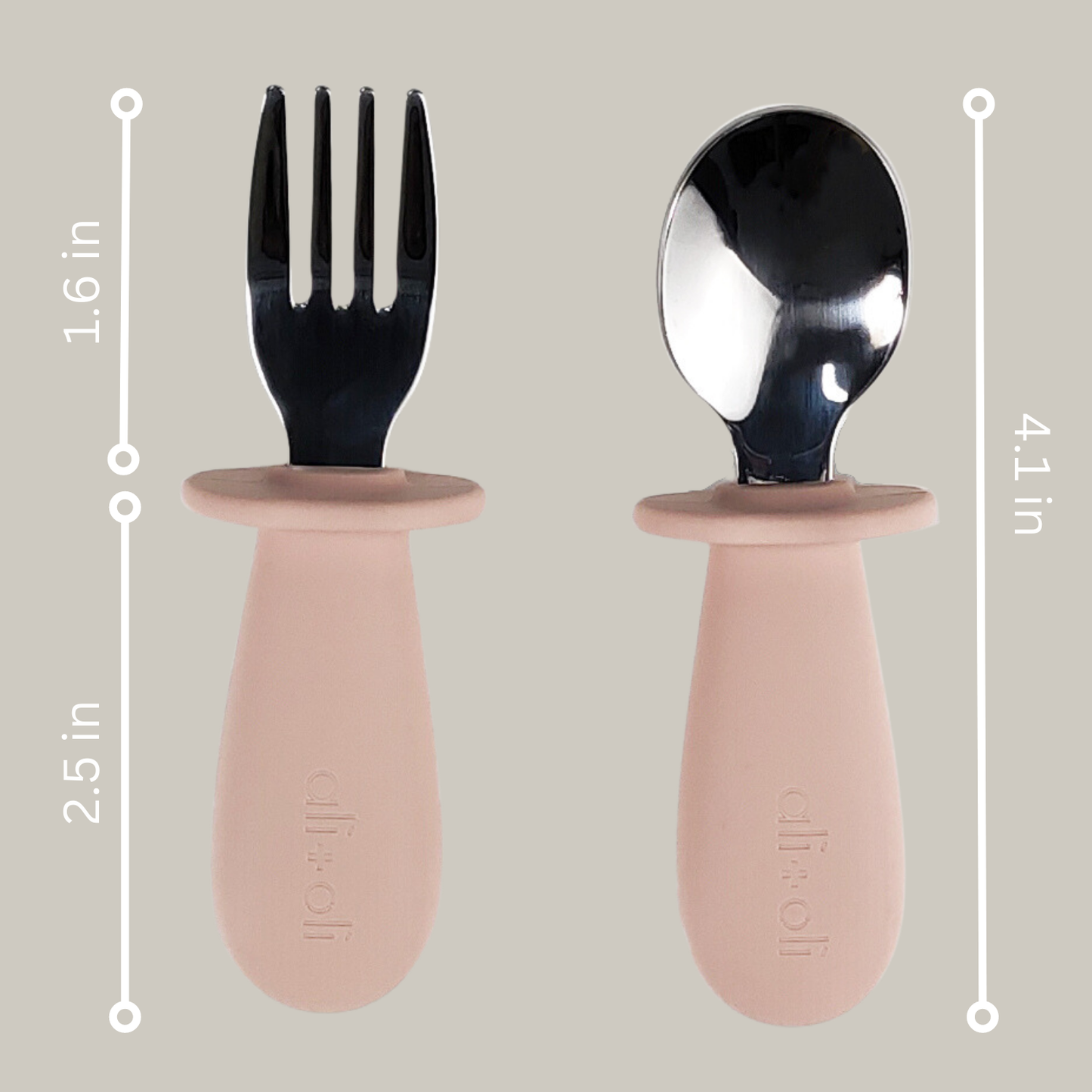 Ali+Oli - Ali+Oli Spoon & Fork Learning Set for Toddlers (Pink) 6m+