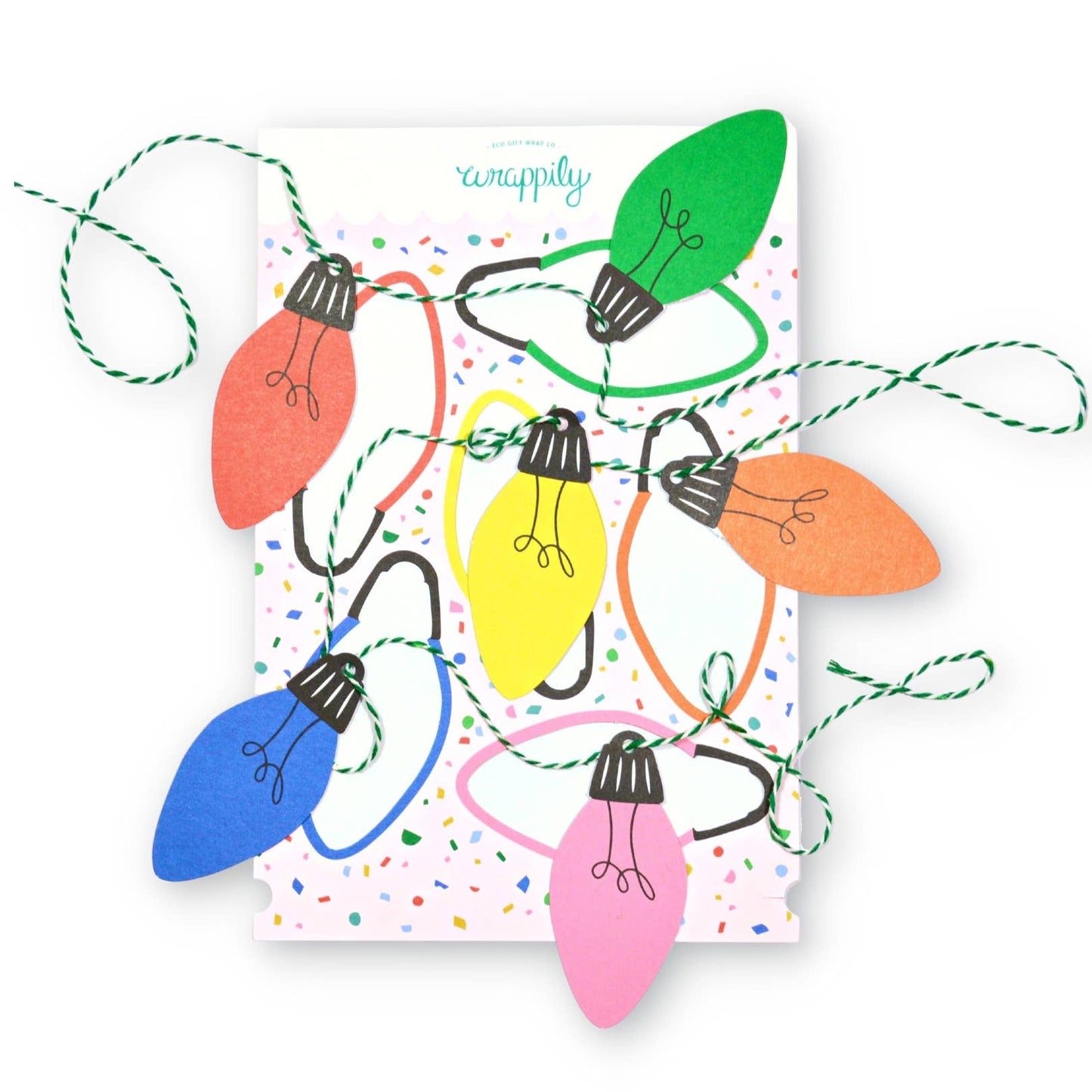 Wrappily Eco Gift Wrap Co. - Christmas Lights Pop-out Gift Tags, set of 6