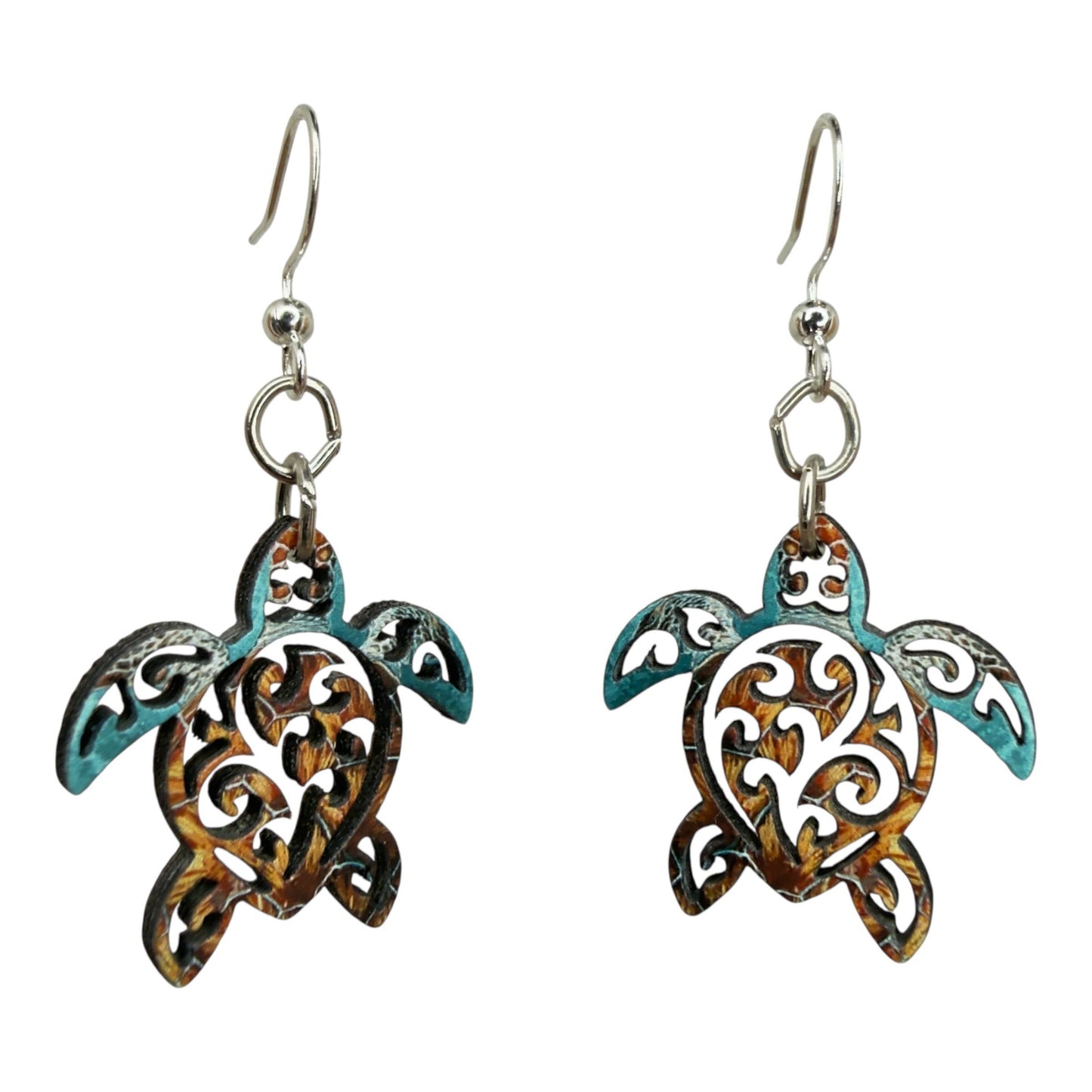 Green Tree Jewelry - Tribal Sea Turtle Earrings #1892