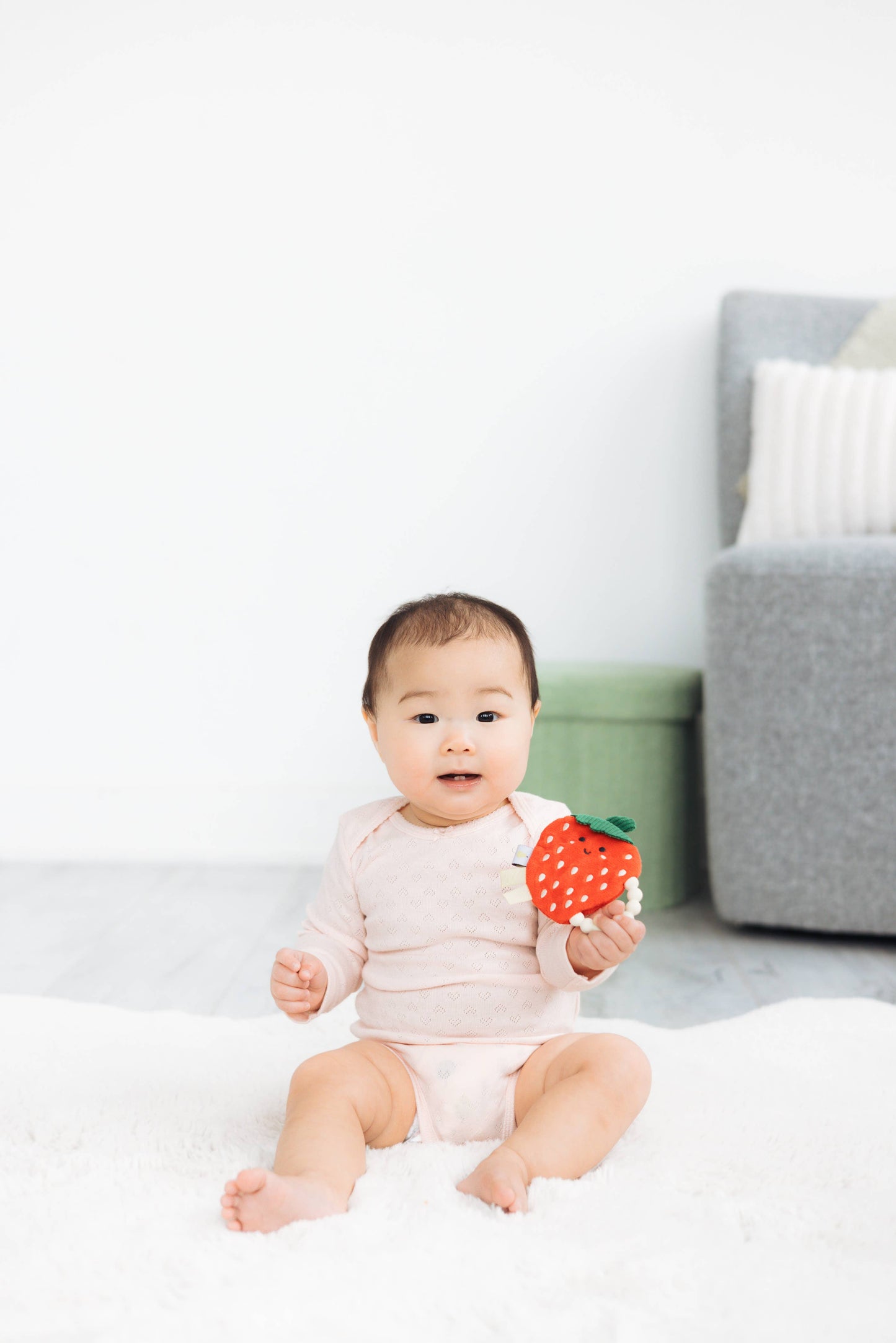 Pearhead - Strawberry Crinkle Baby Teether Toy