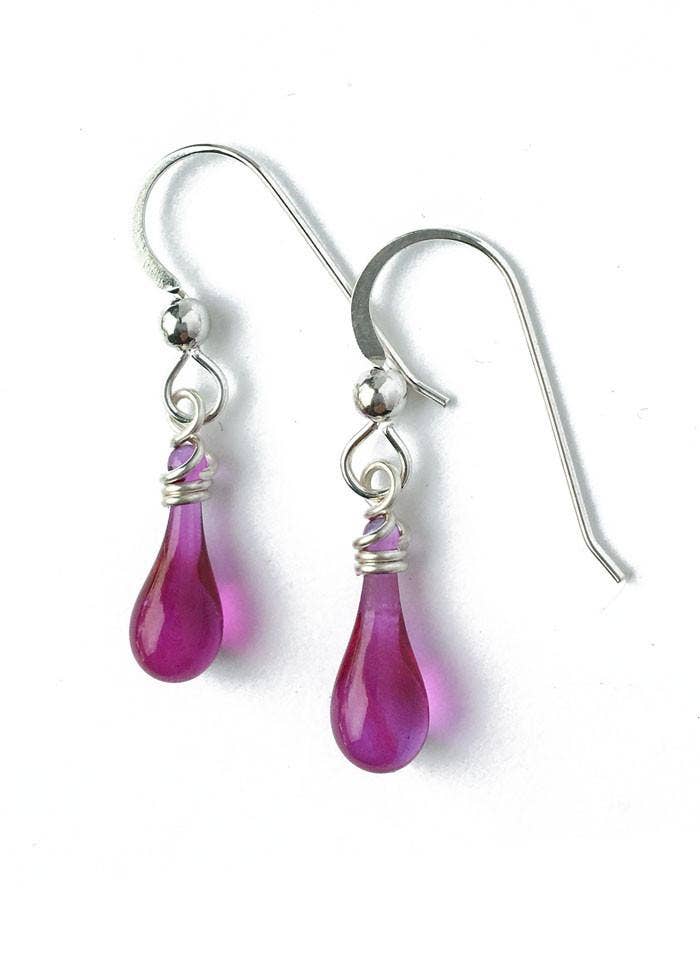 Sundrop Jewelry - Demi Glass Teardrop Earrings, Tiny and Colorful