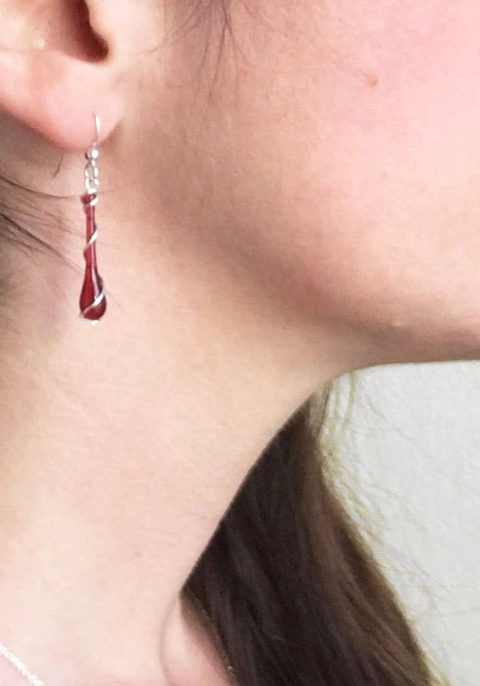 Sundrop Jewelry - Colorful Glass Teardrop Earrings with Recycled Silver Spiral