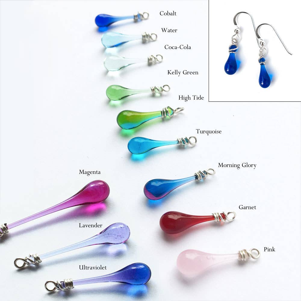 Sundrop Jewelry - Demi Glass Teardrop Earrings, Tiny and Colorful