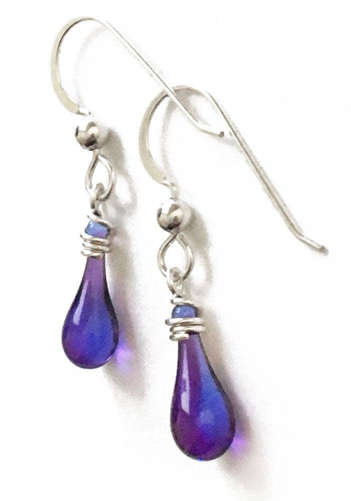 Sundrop Jewelry - Demi Glass Teardrop Earrings, Tiny and Colorful