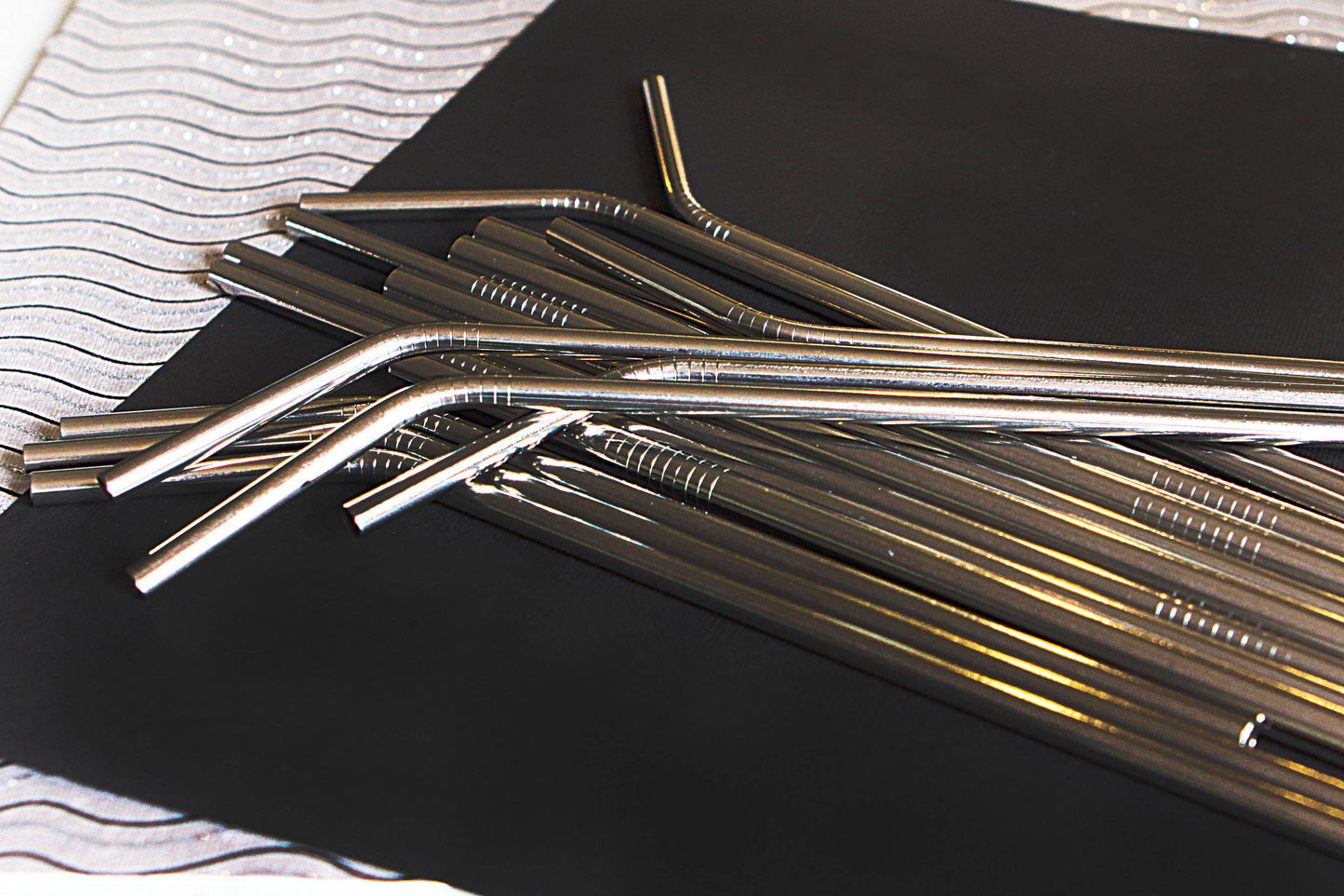 Silver Stainless Steel Metal Straw Set
