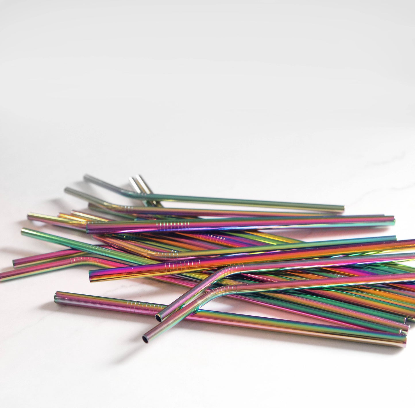 Rainbow Stainless Steel Metal Straw Set