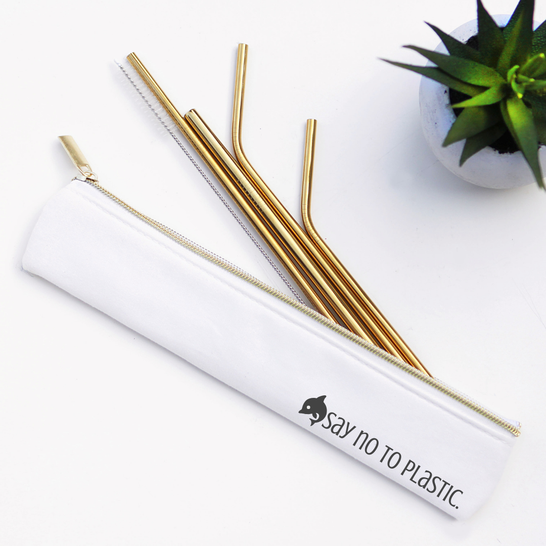 Say No to Plastic: Stainless Steel Metal Straw Set