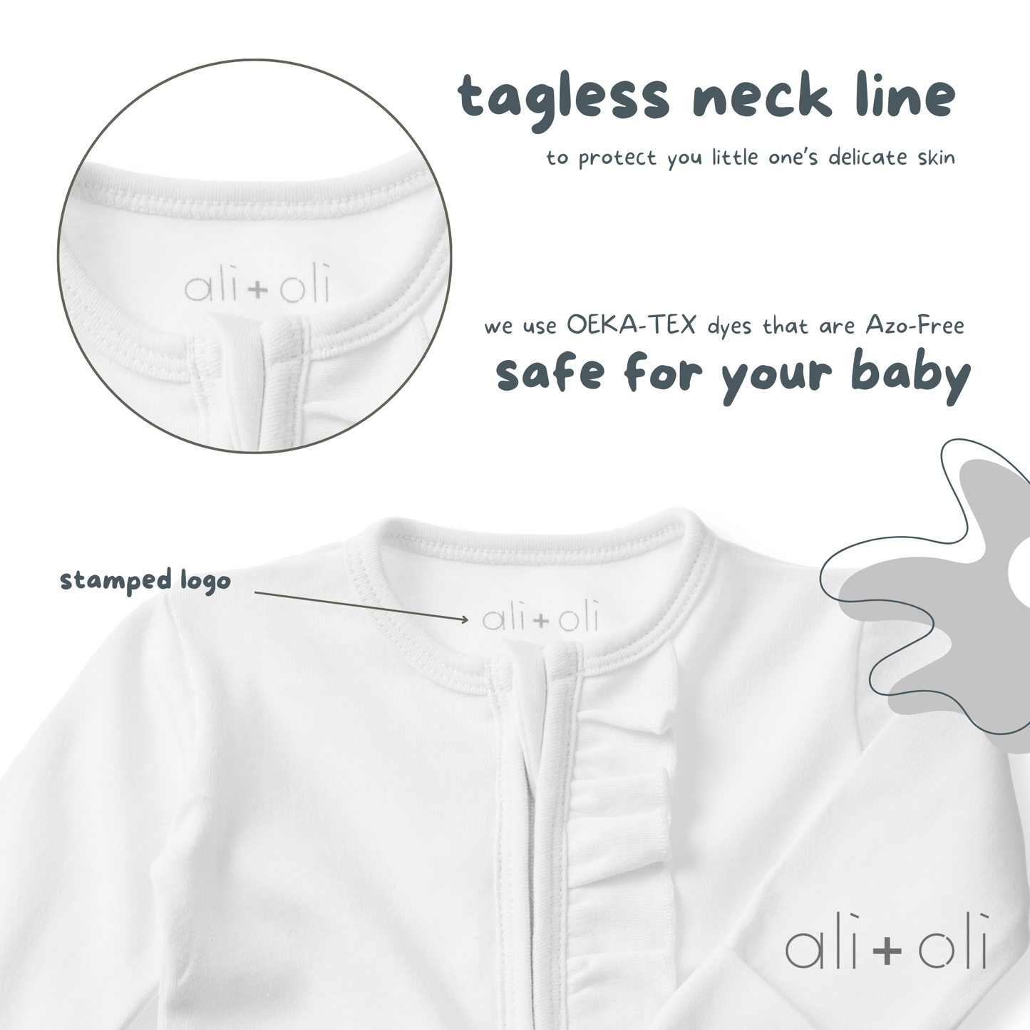 Ali+Oli - Baby Ruffle Footie 2-Way Zipper – Organic Cotton Lounge Wear