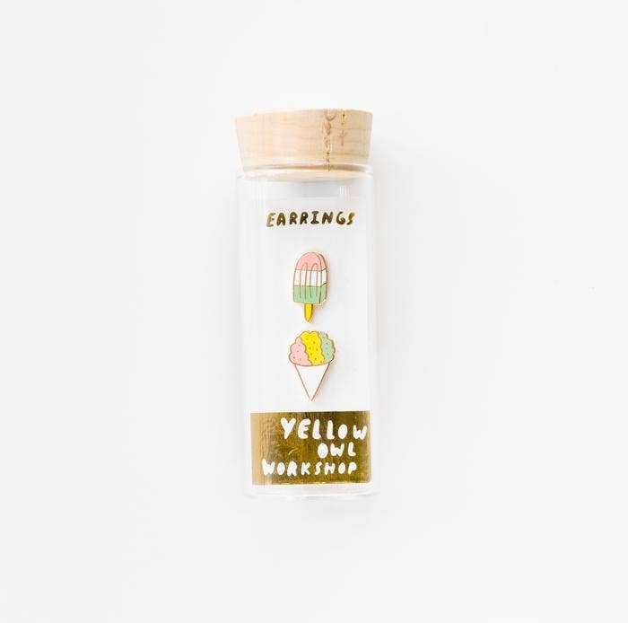Sno Cone and Popsicle Earrings - Gold Summer Statement Studs