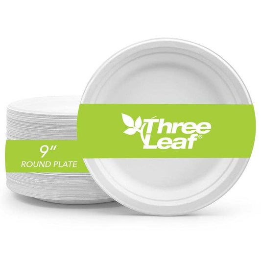 Three Leaf Products - Three Leaf 9" Bagasse Round Plate, 500 Ct.