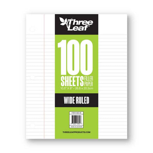 Three Leaf 100 Ct. Filler Paper Wide Ruled (Pack of 36)