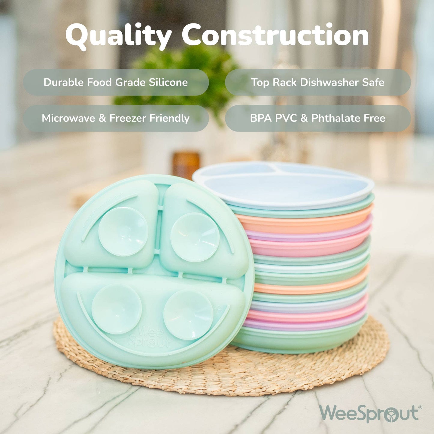 WeeSprout - Silicone Divided Suction Plates – Set of 2