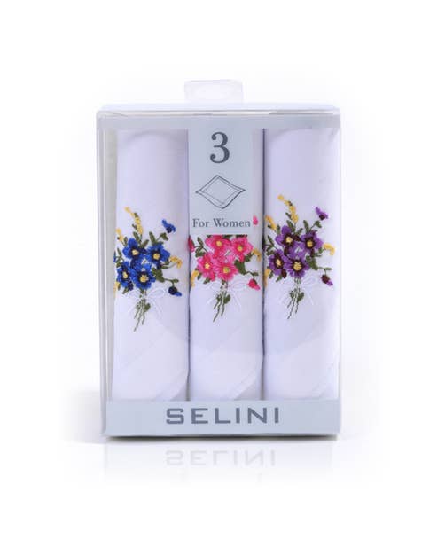 Women's Embroidered Cotton Handkerchief 3pc Box Set