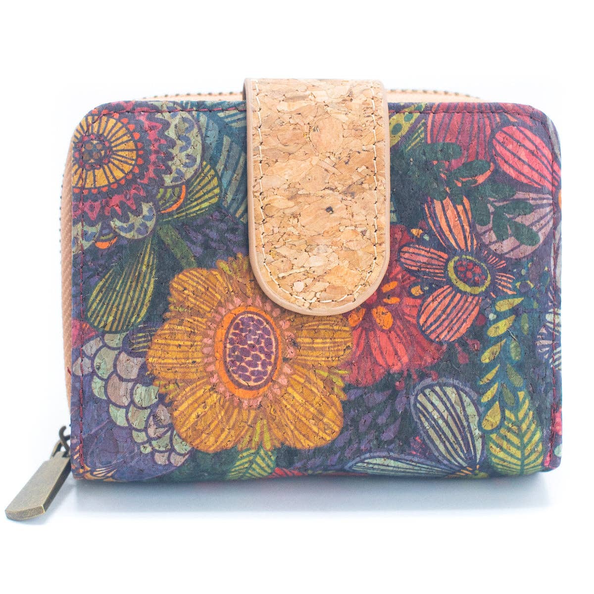 Meninas Bonitas Cork - Natural Cork Printed Women's Short Card Wallet BAG-2238