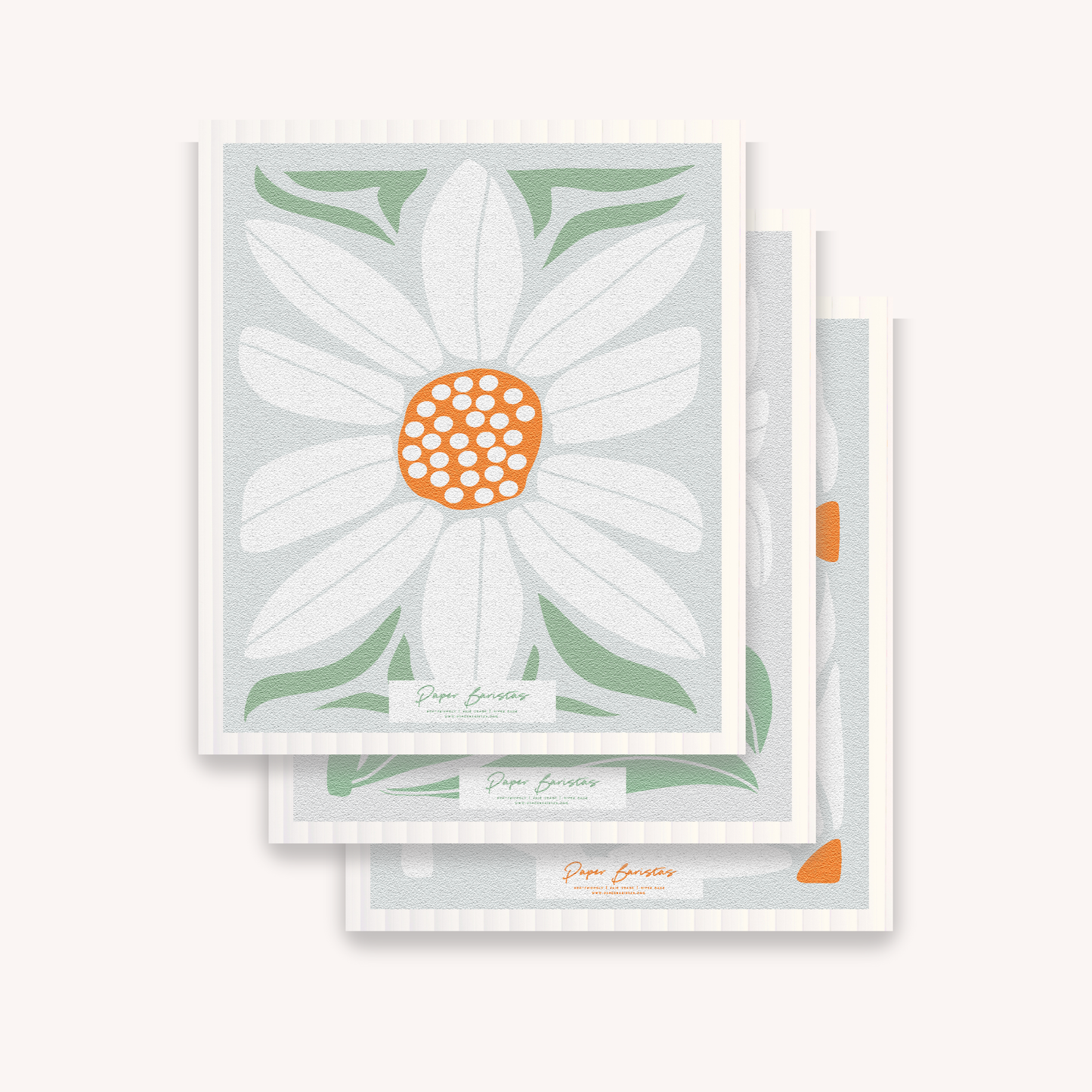 Paper Baristas - Set of 3 Swedish Dishcloth: Daisy Combo