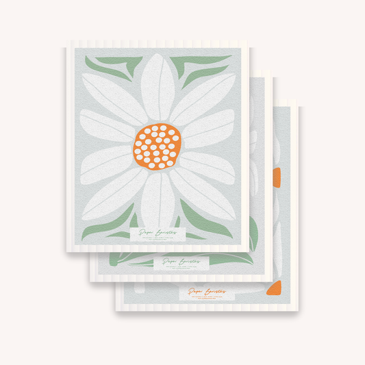 Paper Baristas - Set of 3 Swedish Dishcloth: Daisy Combo