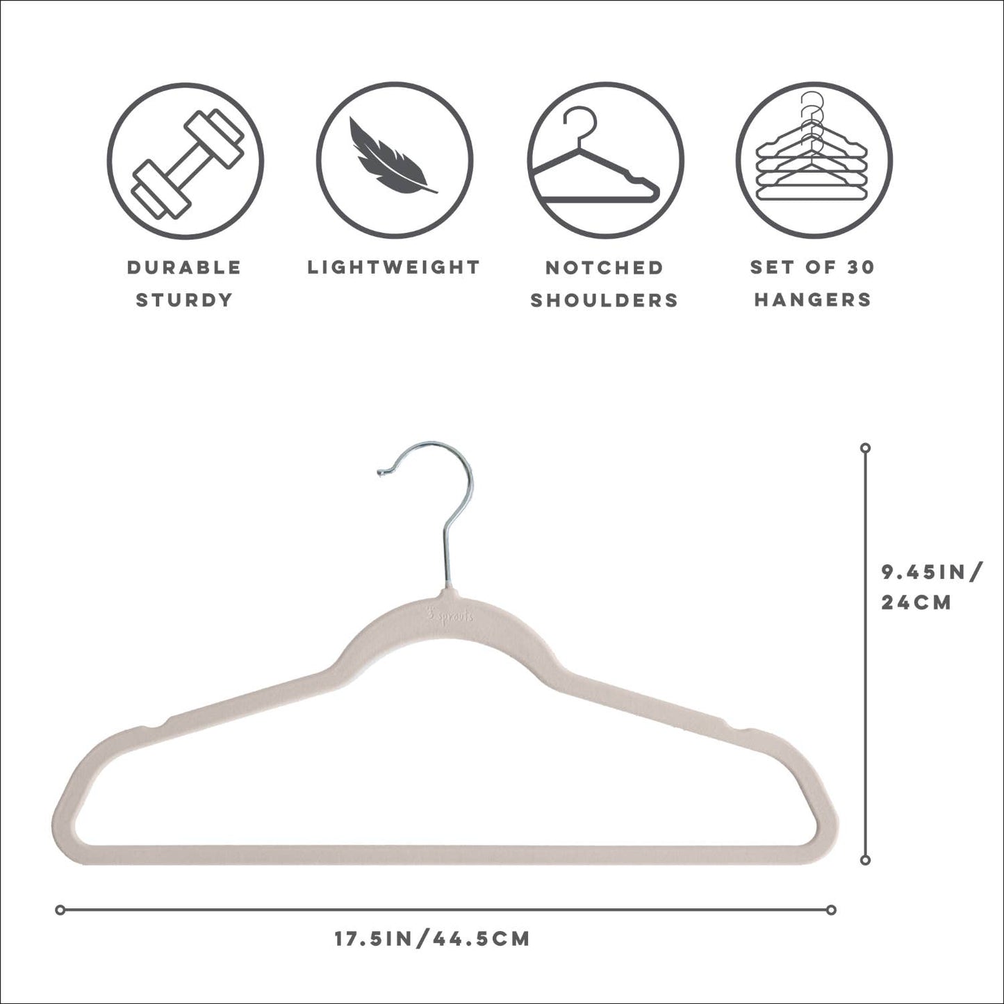 3 Sprouts - Adult Velvet Hangers (2 Packs of 15)