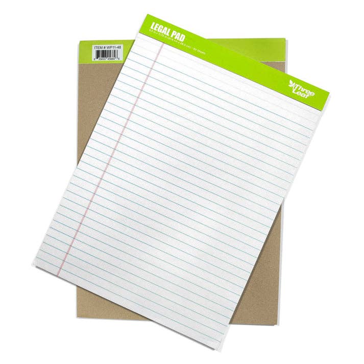 Three Leaf Writing Pad 8.5 X 11.75 , 50 Sheets, Pack Of 48