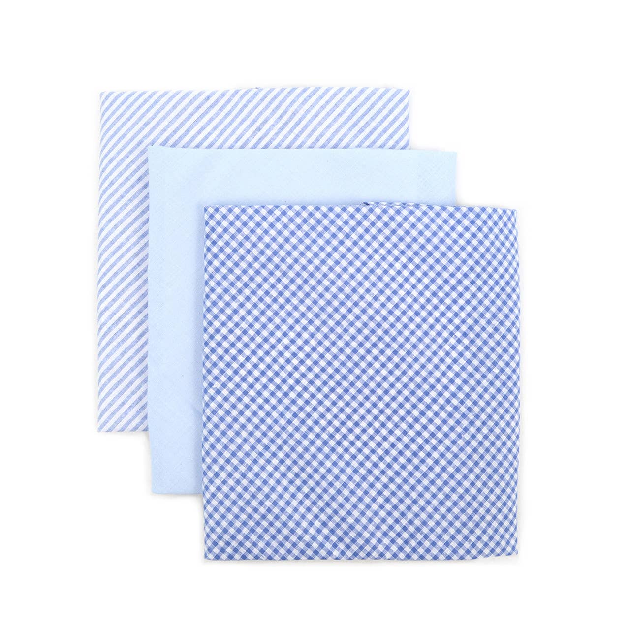 Men's Cotton Solid, Striped & Plaid Blue Handkerchiefs