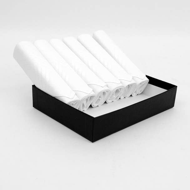 Boxed Men's Cotton Plain Handkerchiefs 6pcs Set
