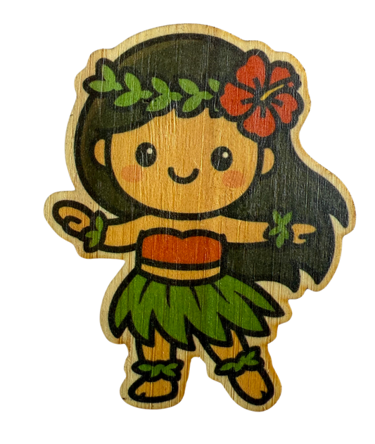 Bamboo Wood Stickers - Keiki Hula Girl