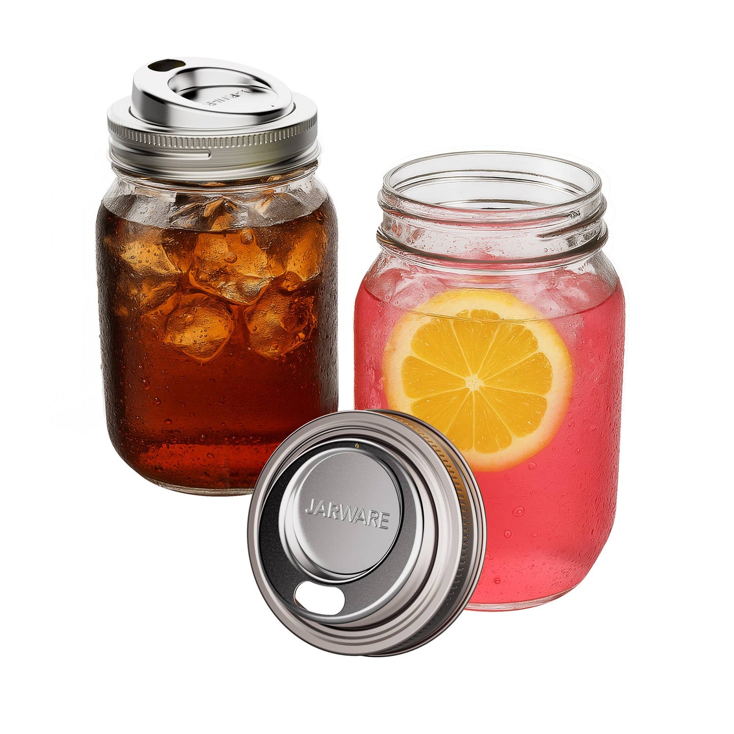 Fox Run Brands - Jarware Stainless Steel Drink Lids For Regular Mouth, Set 2