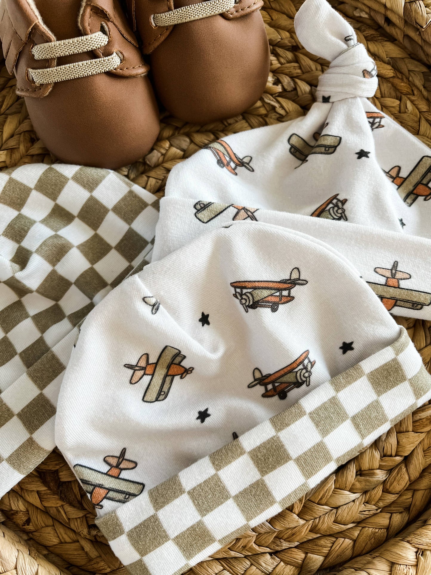Boho + Babe - Bamboo Baby Hat - Vintage Airplanes