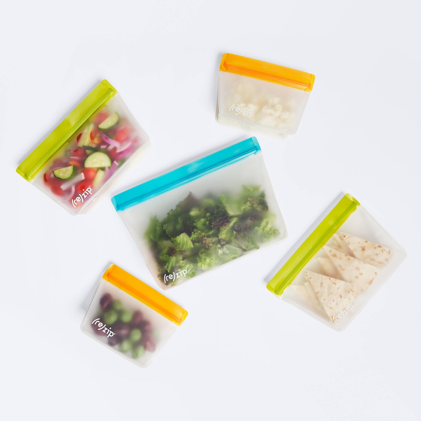 Reusable Stand-Up Storage Bags - Asst Colors - 5 Piece Set