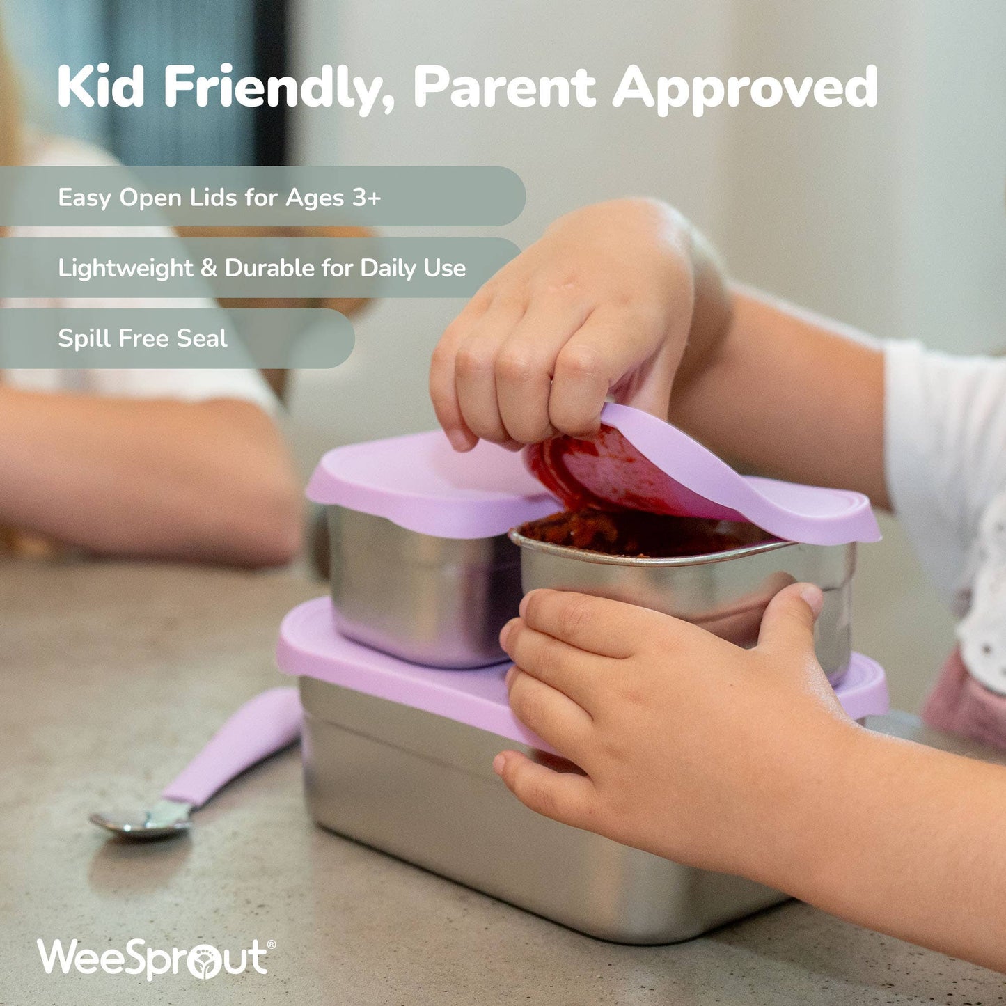 WeeSprout - Stainless Steel Bento Box Set with Silicone Lids – Set of 3