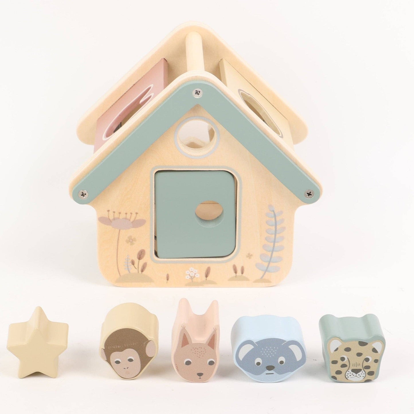 Wooden Shape Sorter & Sensory Block Learning Toy Ages 1-3