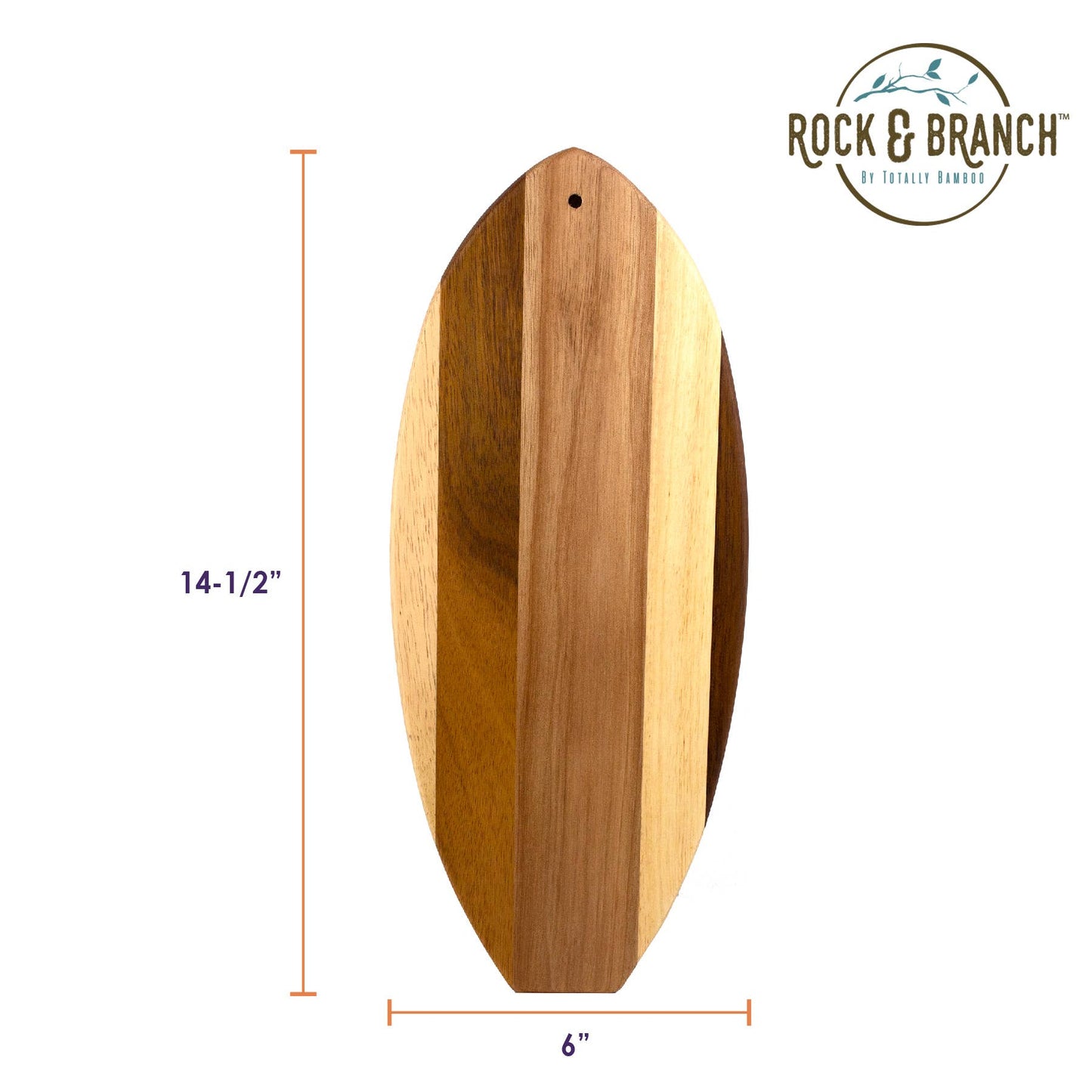 Totally Bamboo - Rock & Branch® Shiplap Li'l Surfer Surfboard Shaped Serving