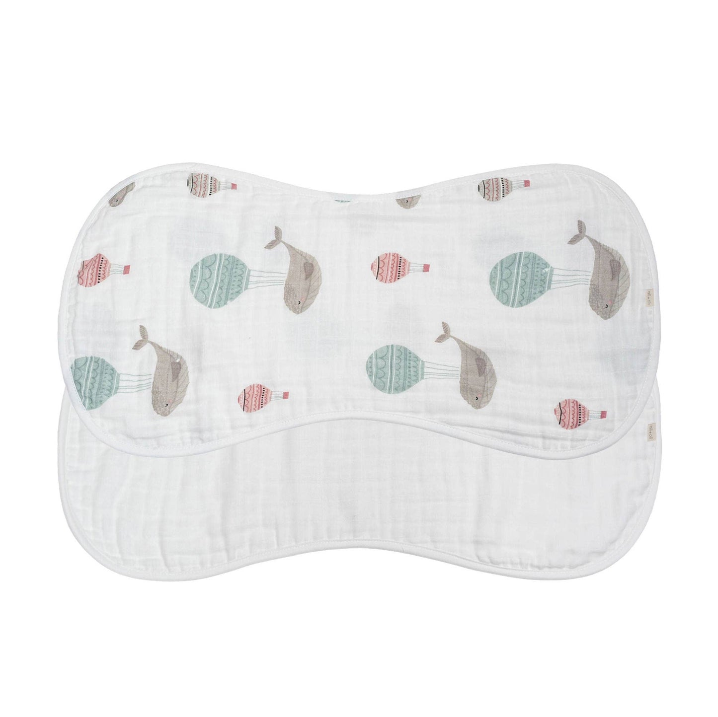 Ali+Oli - Bamboo Muslin Burp Cloth Set 2-Pack (Whale/White)