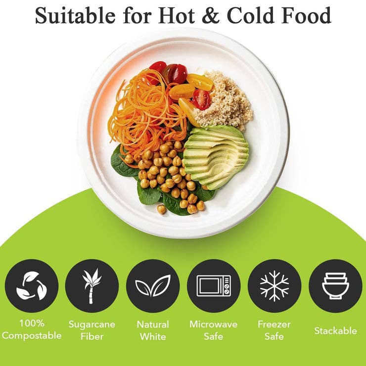 Three Leaf Products - Three Leaf 9" Bagasse Round Plate, 500 Ct.