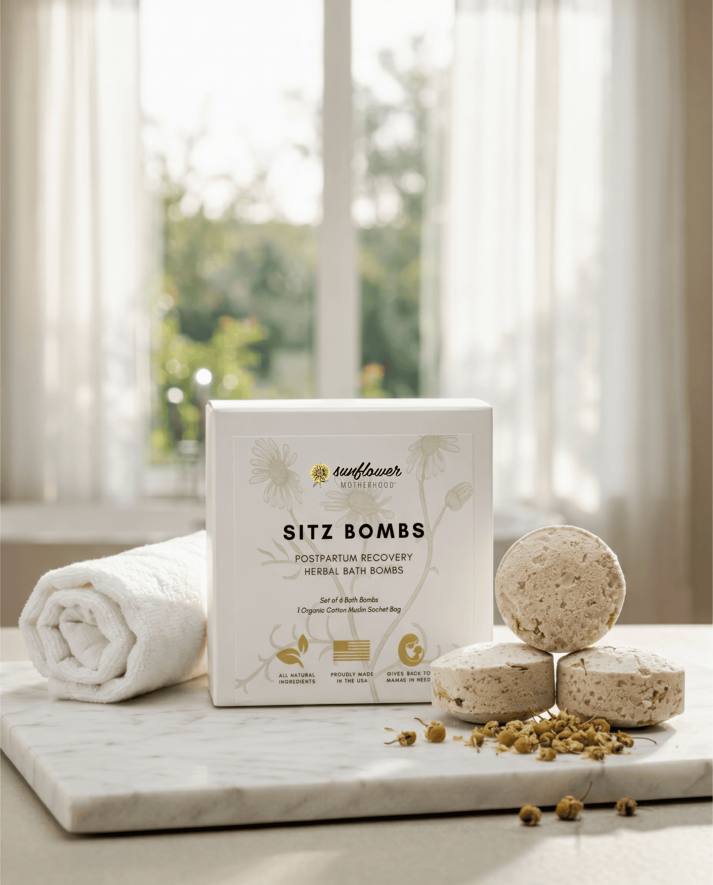Sunflower Motherhood - Sitz Bombs | Postpartum Recovery Herbal Bath Bombs for Moms