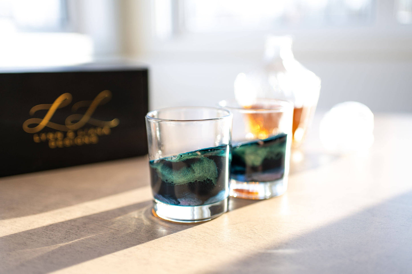 Resin Accented Whisky Glasses-Price is per glass -NO TARIFFS