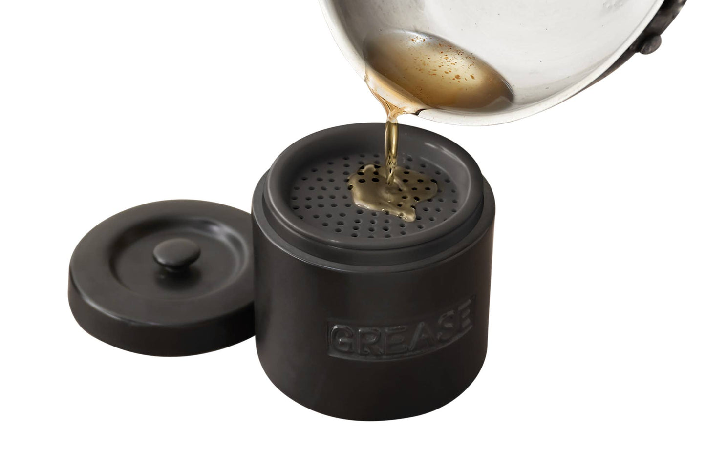 Fox Run Brands - Fox Run Grease Container, Black Porcelain, 5" x 5" x 5.5"