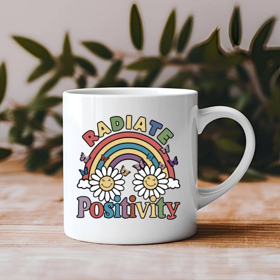 Radiate Positivity Rainbow Flowers 11 oz Coffee Mug