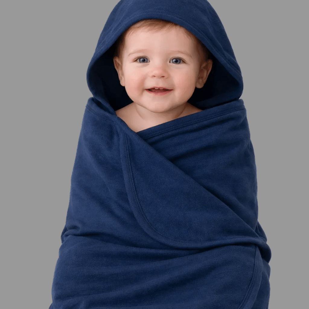French Terry Hooded Towel - Indigo Blue