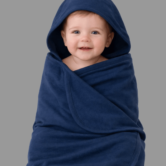 French Terry Hooded Towel - Indigo Blue