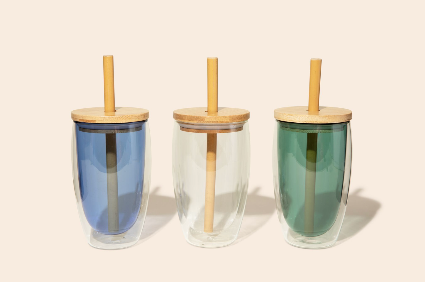 Reusable Glass Tumbler Cup + Bamboo Straw