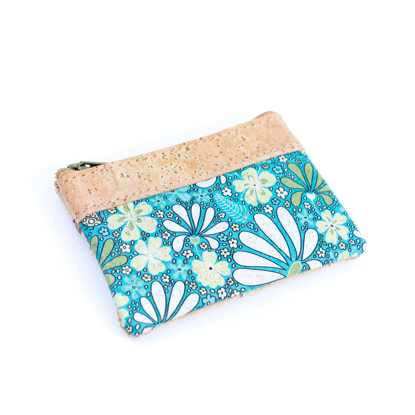 Printed Cork Mini Wallet with Dual Zippers BAG-2316