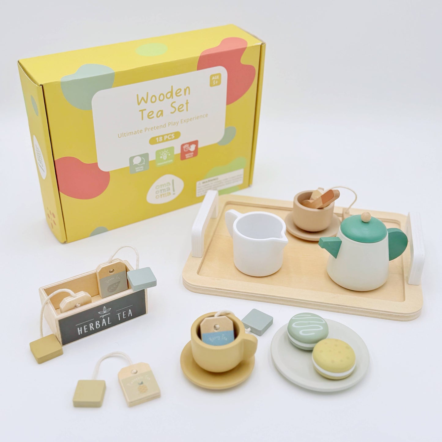 Wooden Tea Party Set  Pretend Play Tea Set Ages 3+